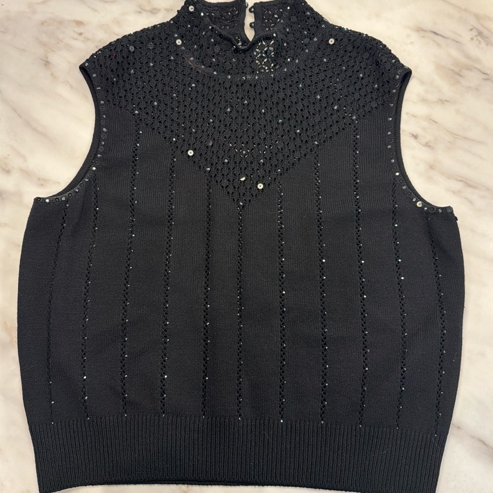 St John Evening Black knit top